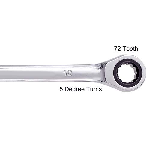 2 PCS 10mm 12PT Ratchet Wrench, KINJOEK Metric Ratcheting Wrench S...